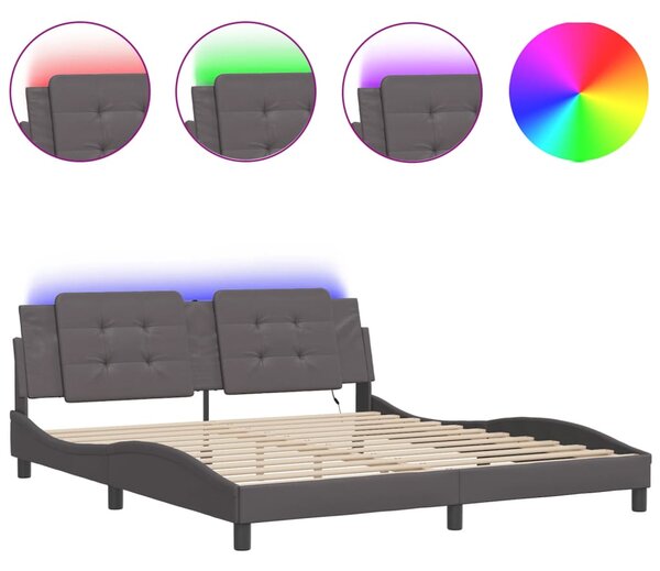 Okvir kreveta s LED-om bez madraca Zadar sivi 180 x 200 cm - Siva / 180 x 200 cm