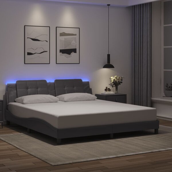 Okvir kreveta s LED-om bez madraca Zadar sivi 180 x 200 cm - Siva / 180 x 200 cm