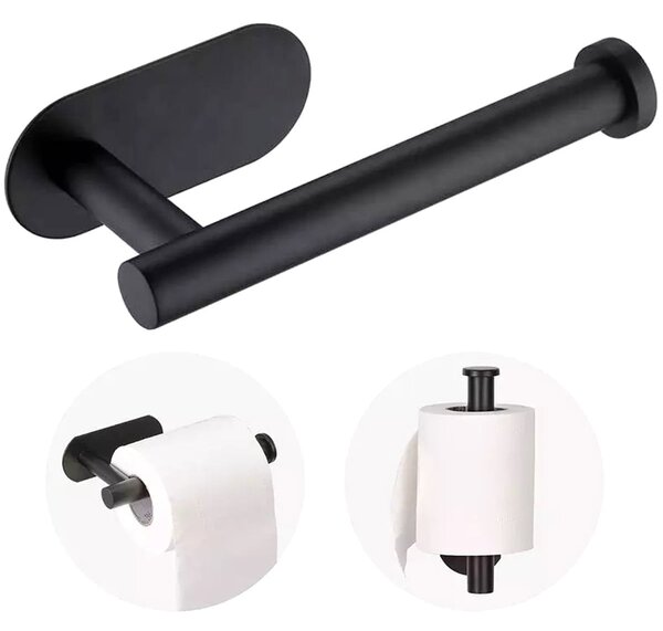 Inox samo -adhezivno 3m zadržavanje za toaletni papir 17cm crno