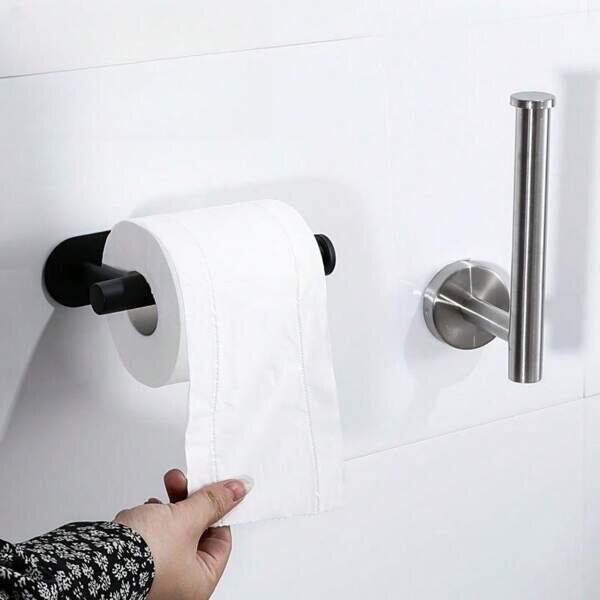 Inox samo -adhezivno 3m zadržavanje za toaletni papir 17cm crno