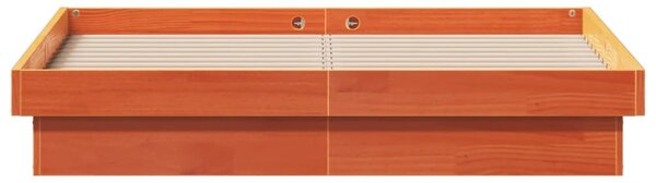LED okvir kreveta voštano smeđi 135x190 cm od masivne borovine - Smeđa / 135 x 190 cm