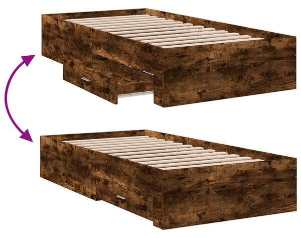 Okvir kreveta s ladicama boja hrasta 100x200 cm - Smeđa / 100 x 200 cm