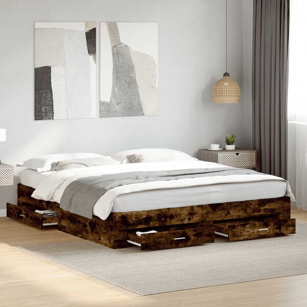 Okvir kreveta s ladicama boja hrasta 180x200 cm - Smeđa / 180 x 200 cm