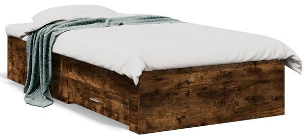 Okvir kreveta s ladicama boja hrasta 100x200 cm - Smeđa / 100 x 200 cm