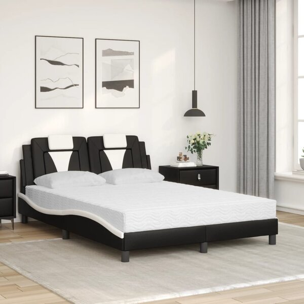 Krevet Viana s madracem crno-bijeli 120 x 200 cm od umjetne kože - Crna / 120 x 200 cm