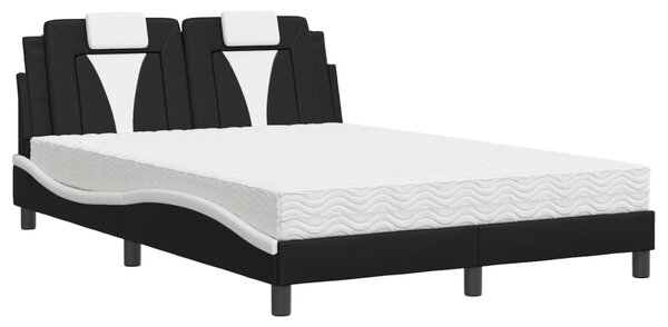 Krevet Viana s madracem crno-bijeli 120 x 200 cm od umjetne kože - Crna / 120 x 200 cm