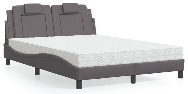Krevet Viana s madracem sivi 120 x 200 cm od umjetne kože - Siva / 120 x 200 cm