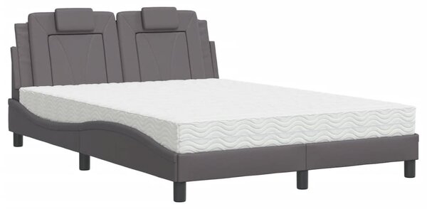 Krevet Viana s madracem sivi 120 x 200 cm od umjetne kože - Siva / 120 x 200 cm