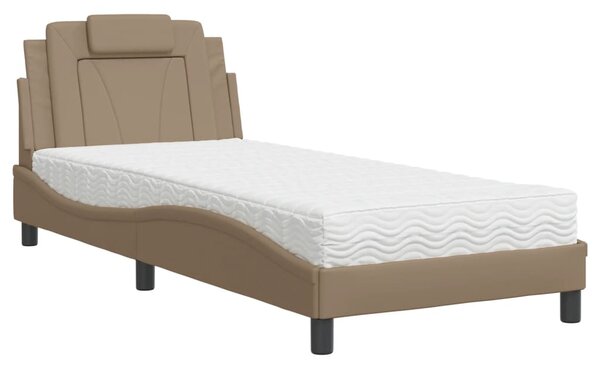 Krevet Viana s madracem cappuccino boje 80 x 200 cm od umjetne kože - Smeđa / 80 x 200 cm