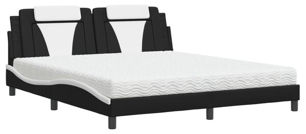 Krevet Viana s madracem crno-bijeli 180 x 200 cm od umjetne kože - Crna / 180 x 200 cm