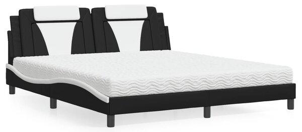 Krevet Viana s madracem crno-bijeli 180 x 200 cm od umjetne kože - Crna / 180 x 200 cm
