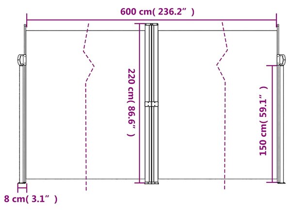 Bočna tenda na uvlačenje antracit 220 x 600 cm - Antracitno siva / 220 x 600 cm