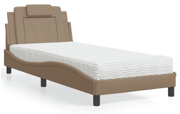 Krevet Viana s madracem cappuccino boje 80 x 200 cm od umjetne kože - Smeđa / 80 x 200 cm