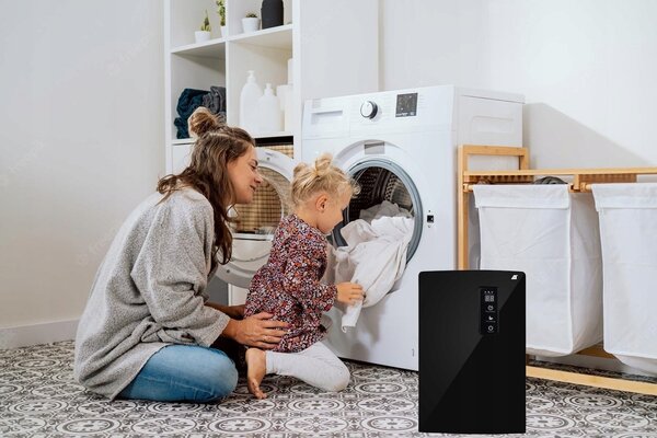 2v1 odvlaživač i pročišćivač zraka - Apsorber vlage 1,5L LCD UV Black