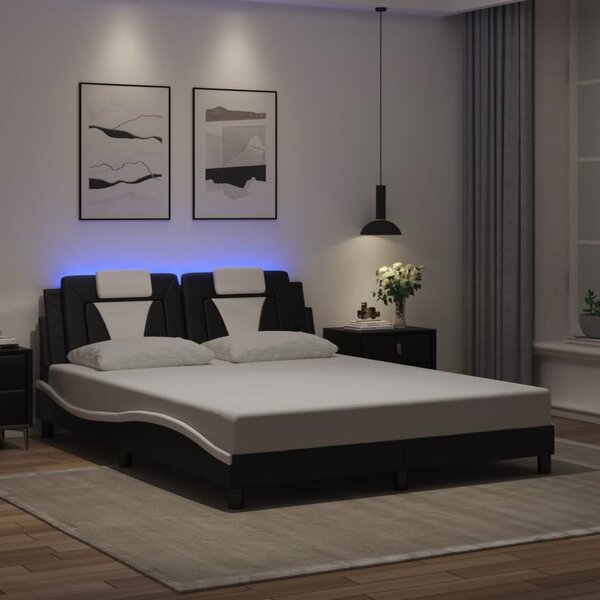 Okvir kreveta Viana s LED-om bez madracacrno-bijeli 160 x 200 cm - Crna / 160 x 200 cm