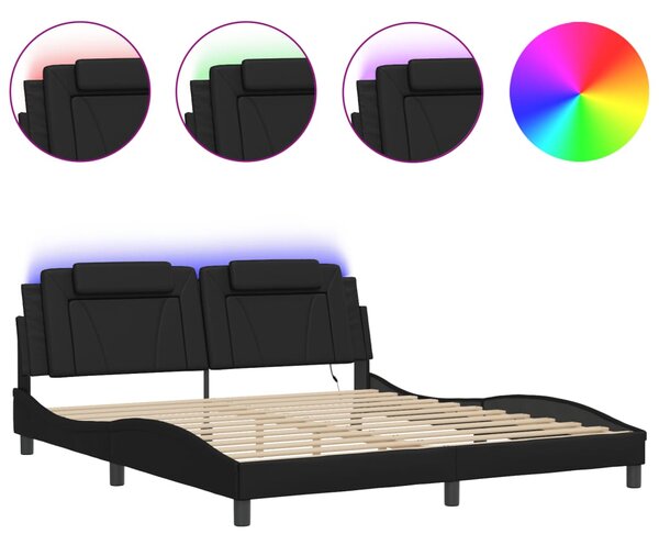 Okvir kreveta Viana s LED-om bez madraca crni 180 x 200 cm - Crna / 180 x 200 cm