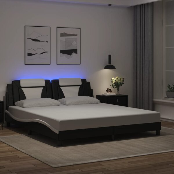 Okvir kreveta Viana s LED-om bez madracacrno-bijeli 180 x 200 cm - Crna / 180 x 200 cm