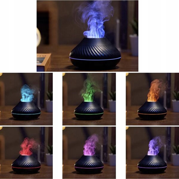 Led rgb črn difuzor vlažilec zraka izparjevalnik 130ml usb + arome - ruhhy