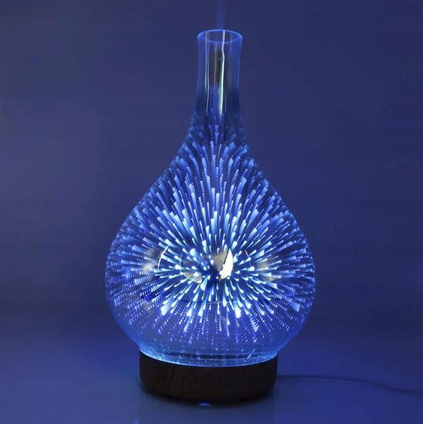 3v1 led rgb steklen difuzor vlažilec zraka izparjevalnik in projektor 100ml + arome - ruhhy