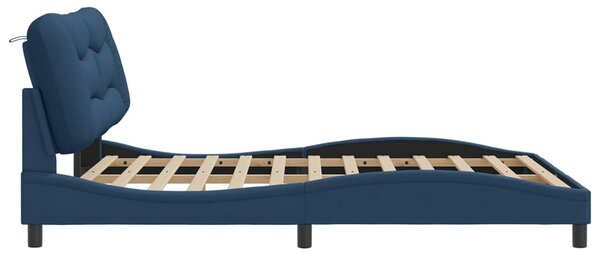 Okvir kreveta s LED-om bez madraca Hvar plavi 160 x 200 cm od tkanine - Plava / 160 x 200 cm