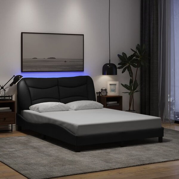 Okvir kreveta s LED-om bez madraca Hvar crni 140x200 cm od tkanine - Crna / 140 x 200 cm