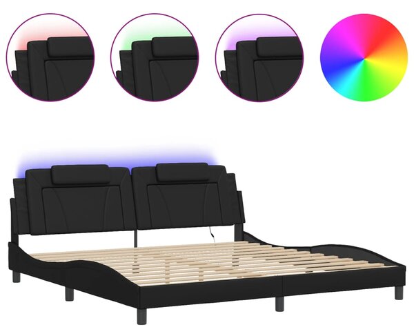 Okvir kreveta Viana s LED-om bez madraca crni 200 x 200 cm - Crna / 200 x 200 cm