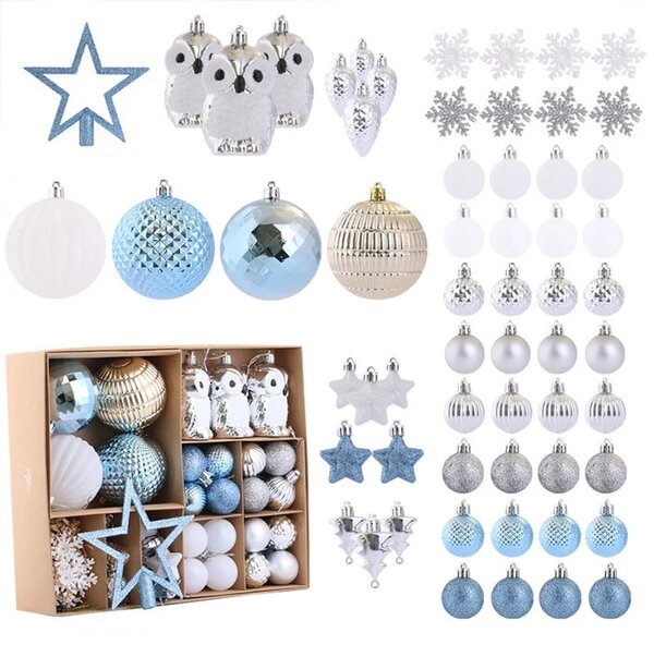 Kuglice za bor - Pikaboo blue set od 60x
