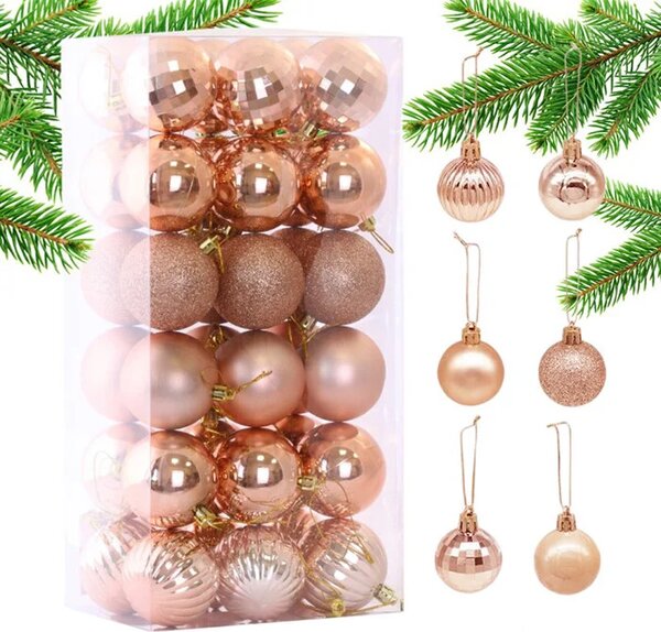 Kuglice za bor - Rose gold set od 36x