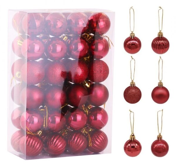 Kuglice za bor - christmas crvena set od 48x