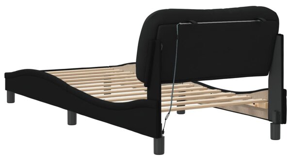 Okvir kreveta s LED-om bez madraca Hvar crni 90x200cm od tkanine - Crna / 90 x 200 cm