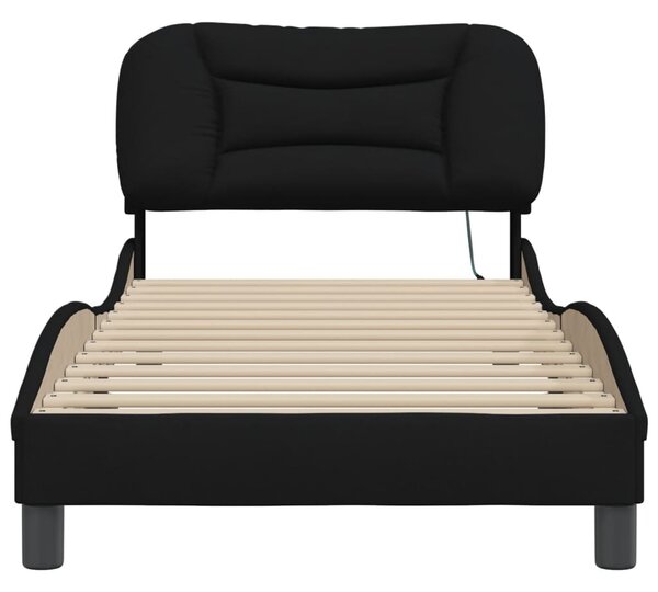 Okvir kreveta s LED-om bez madraca Hvar crni 90x200cm od tkanine - Crna / 90 x 200 cm