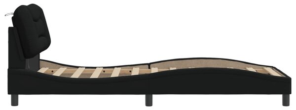 Okvir kreveta s LED-om bez madraca Hvar crni 90x200cm od tkanine - Crna / 90 x 200 cm