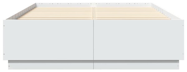 Okvir kreveta s LED svjetlima bijeli 150 x 200 cm drveni - Bijela / 150 x 200 cm