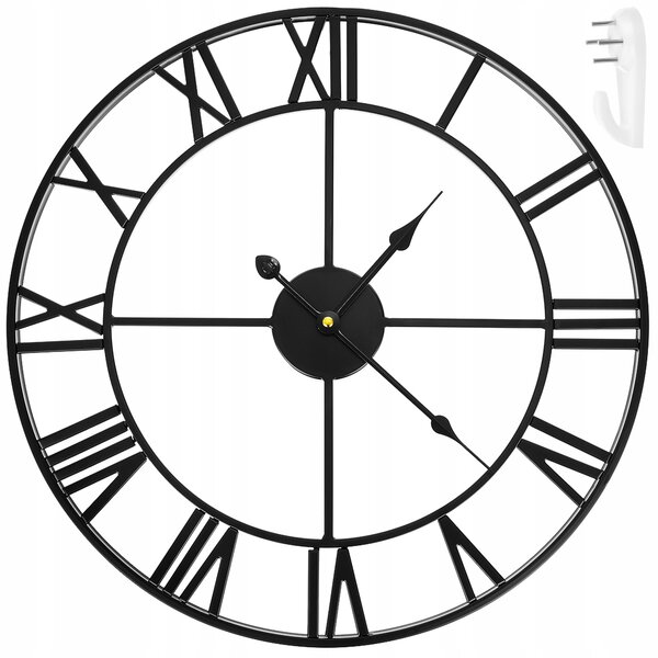 Metalni retro zidni sat - crni 47 cm