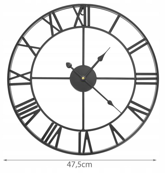 Metalni retro zidni sat - crni 47 cm