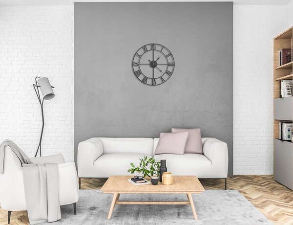 Metalni retro zidni sat - crni 47 cm
