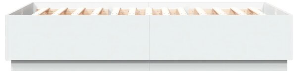 Okvir kreveta s LED svjetlima bijeli 150 x 200 cm drveni - Bijela / 150 x 200 cm