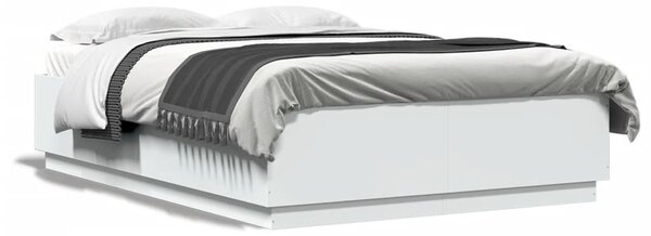 Okvir kreveta s LED svjetlima bijeli 150 x 200 cm drveni - Bijela / 150 x 200 cm