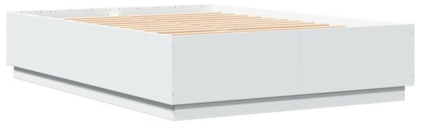 Okvir kreveta s LED svjetlima bijeli 150 x 200 cm drveni - Bijela / 150 x 200 cm