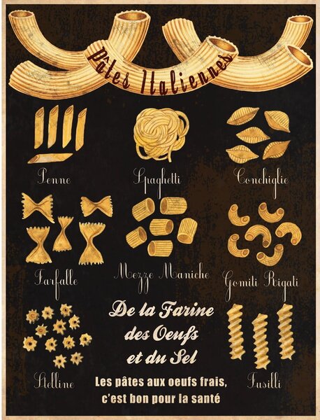 Metalni ukrasni znak 38x50 cm Pâtes italiennes – Antic Line