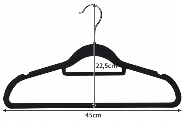 Postavite 20 baršunastih vješalica za odjeću 45 cm