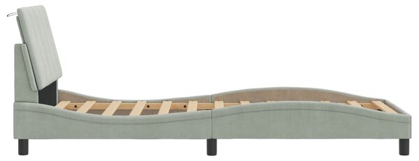 Okvir kreveta s LED-om bez madraca Hanko svjetlosivi 90x200 cm baršunasti - Siva / 90 x 200 cm