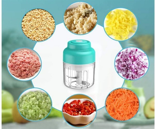 Aku. prijenosna sjeckalica za povrće i bilje 250ml usb
