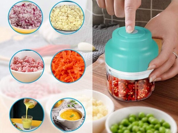 Aku. prijenosna sjeckalica za povrće i bilje 250ml usb