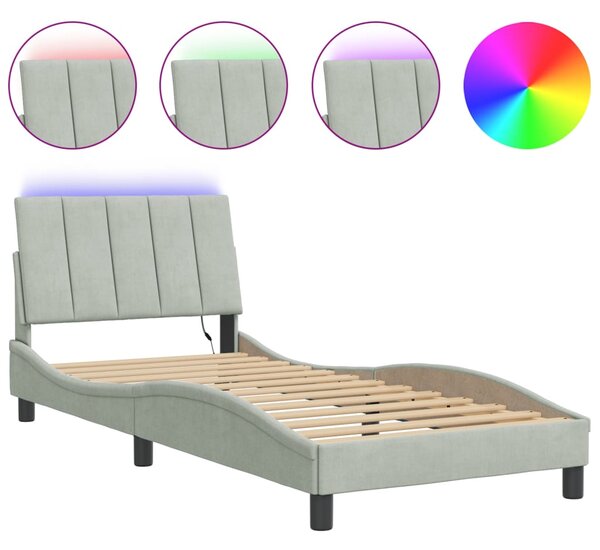 Okvir kreveta s LED-om bez madraca Hanko svjetlosivi 90x200 cm baršunasti - Siva / 90 x 200 cm