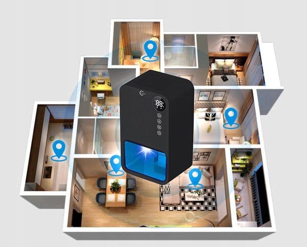 85W Dehumidifier i pročišćivač zraka Amortiber Apsourber 3,8L Crni LED RGB