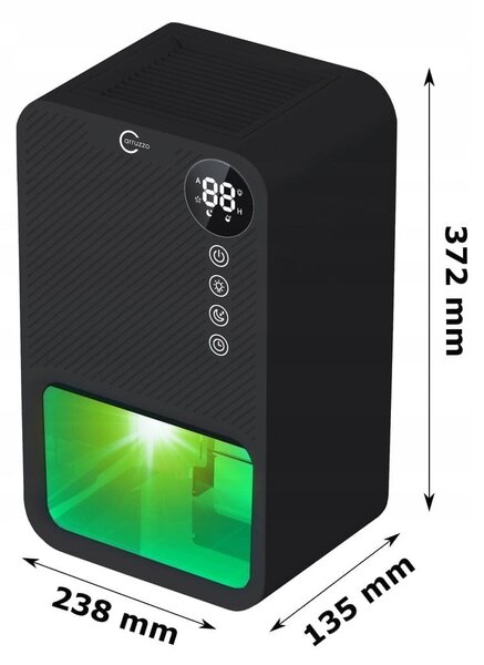 85W Dehumidifier i pročišćivač zraka Amortiber Apsourber 3,8L Crni LED RGB