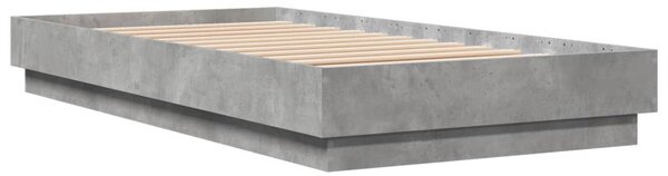 Okvir kreveta s LED svjetlima siva boja betona 75 x 190 cm - Siva / 75 x 190 cm