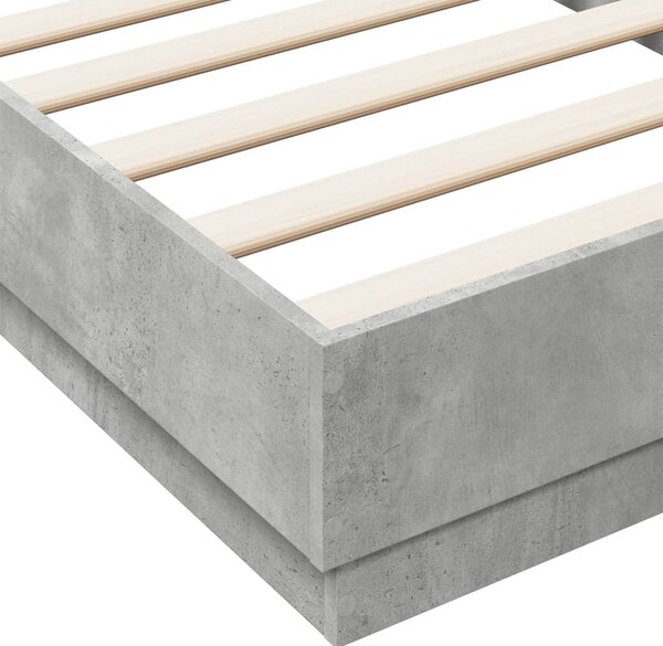 Okvir kreveta s LED svjetlima siva boja betona 75 x 190 cm - Siva / 75 x 190 cm