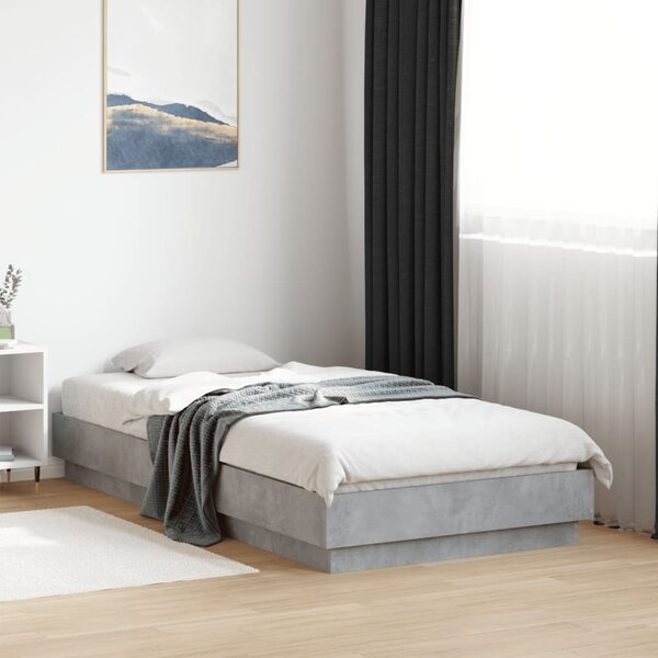Okvir kreveta s LED svjetlima siva boja betona 75 x 190 cm - Siva / 75 x 190 cm